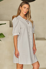 Load image into Gallery viewer, Bubble Sleeve Dress | Lace-Up V Neck Short Shift Dress
