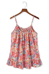 Multicolor Spaghetti Straps Floral Print Sleeveless Top | Tops/Tank Tops