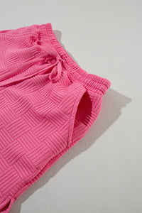 Drawstring Shorts Set | Pink Ruffled Sleeve Tee and Shorts