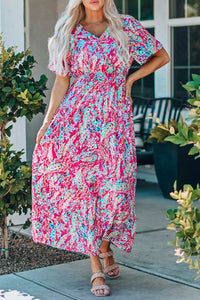 Wrap V Neck Floral Maxi Dress | Dresses/Floral Dresses