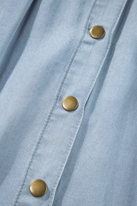 Denim Skirt | Mist Blue Fully Buttoned Long Skirt