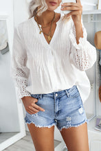 Load image into Gallery viewer, White Rekindle Eyelet Button Up Top
