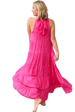 Load image into Gallery viewer, Maxi Dress | Rose Red High Frilled Neck Tiered Sleeveless
