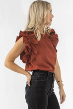 Load image into Gallery viewer, Flutter Sleeve Top | Red Sandalwood Sleeveless Blouse
