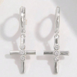 925 Sterling Silver Zircon Cross Earrings | earrings