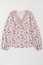 Load image into Gallery viewer, V-Neck Blouse | White Floral Long Sleeve Lace
