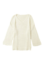 Load image into Gallery viewer, Apricot Loose Knitted V Neck Sweater | Tops/Sweaters &amp; Cardigans
