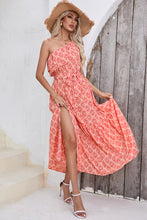 Load image into Gallery viewer, Maxi Dress | Fiery Red Bohemian One Shoulder Side Slit Dress
