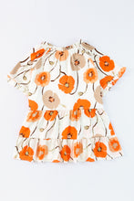 Load image into Gallery viewer, Orange Floral Print Frill Neck Tiered Babydoll Blouse | Tops/Blouses &amp; Shirts
