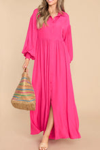 Load image into Gallery viewer, Rose Bubble Sleeve Shirt Maxi Dress
