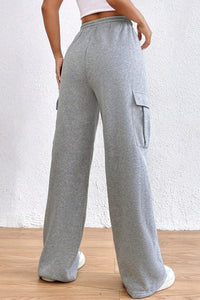 Light Grey Drawstring Waist Cargo Sweatpants | Bottoms/Pants & Culotte