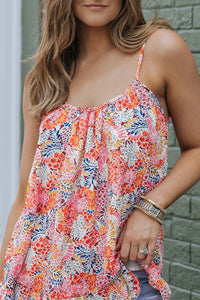 Multicolor Spaghetti Straps Floral Print Sleeveless Top | Tops/Tank Tops