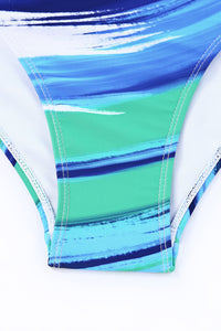 Multicolor Abstract Print Twist High Waist Bikini Swimsuit | Swimwear/High Waisted Swimsuit