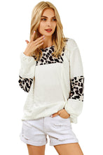 Load image into Gallery viewer, White Leopard Patch Puff Sleeve Textured Blouse | Tops/Blouses &amp; Shirts
