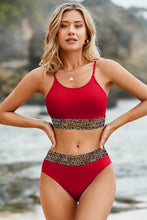 Load image into Gallery viewer, Womens Swimsuit | Leopard Trim Scoop Neck Bikini Set
