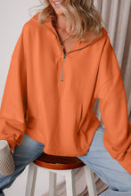 Load image into Gallery viewer, Orange Fleece Lined Half Zipper Hoodie
