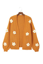 Load image into Gallery viewer, Light French Beige Flower Applique Bubble Sleeve Cardigan | Tops/Sweaters &amp; Cardigans
