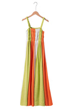 Load image into Gallery viewer, Maxi Dress | Green Color Block High Waist Fit and Flare Dress
