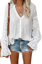 Load image into Gallery viewer, White Rekindle Eyelet Button Up Top
