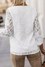 Load image into Gallery viewer, White Lace Top | Floral Crochet Loose Fit V Neck Top
