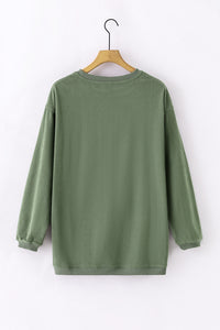 Womens Sweatshirt | Green Ribbed Oversized