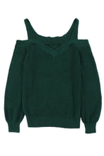 Load image into Gallery viewer, Green Dew Shoulder Juliette Knitted Sweater | Tops/Sweaters &amp; Cardigans
