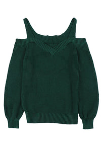 Green Dew Shoulder Juliette Knitted Sweater | Tops/Sweaters & Cardigans