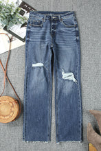 Load image into Gallery viewer, Sky Blue High Rise Ripped Straight Legs Loose Jeans | Bottoms/Jeans
