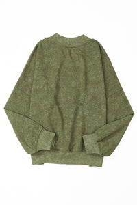 Pullover Sweatshirt | Green Drop Shoulder Crew Neck