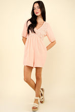 Load image into Gallery viewer, Lace Puff Sleeve Romper with Pockets
