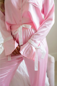 Pink Heaven Collared Top Pants Lounge Set