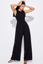 Load image into Gallery viewer, Black Cinched Waist Sleeveless Wide Leg Jumpsuit | Bottoms/Jumpsuits &amp; Rompers
