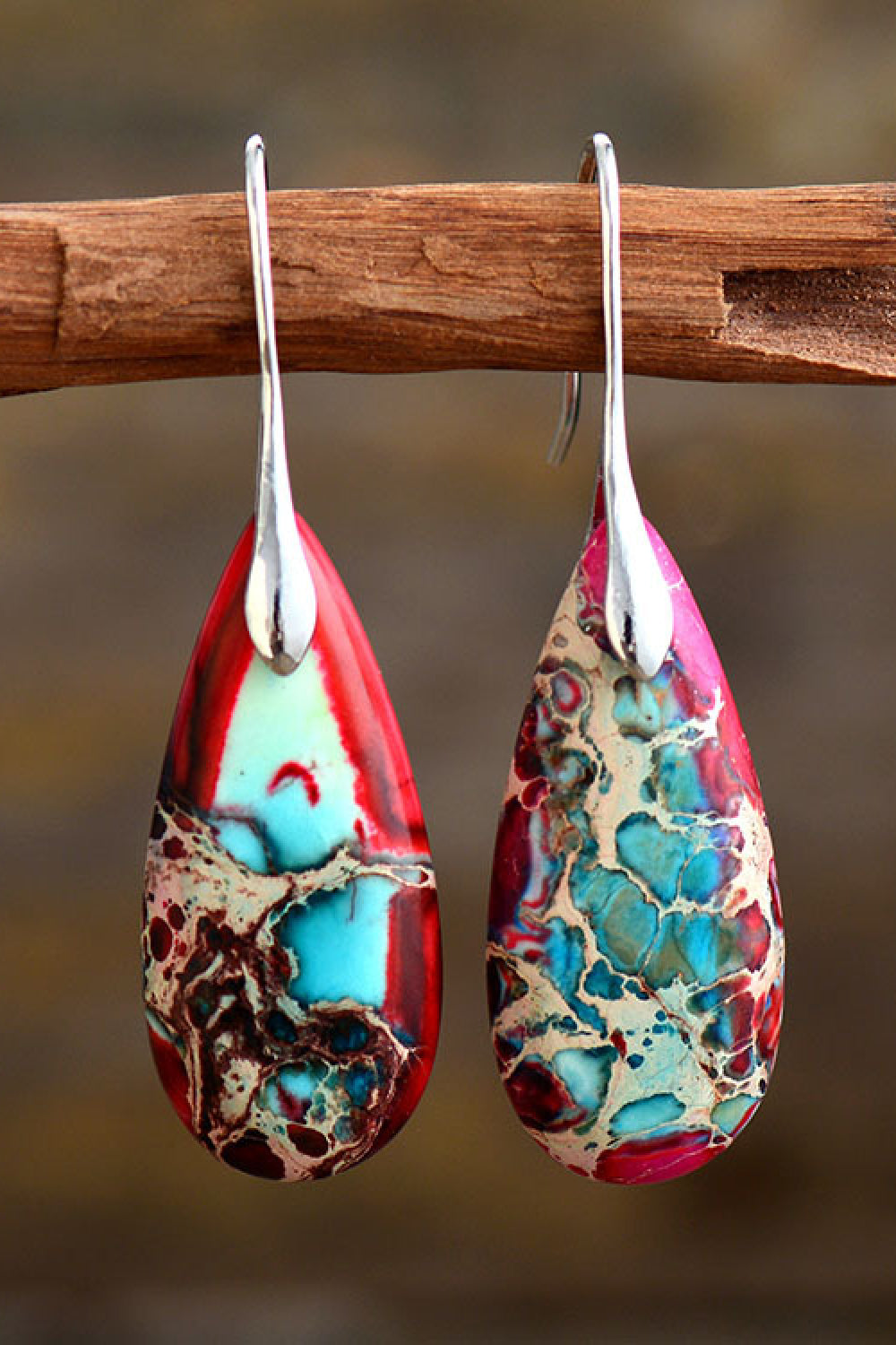 Teardrop Natural Stone Dangle Earrings