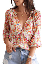 Load image into Gallery viewer, Multicolor Boho Floral Print Button Front Shirt | Tops/Blouses &amp; Shirts
