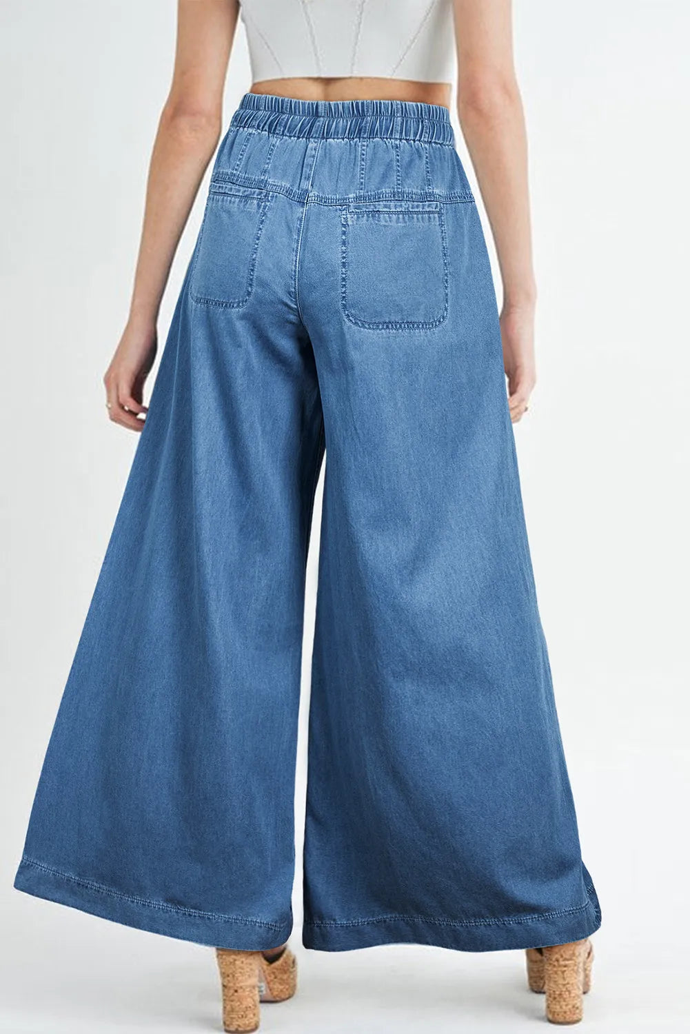 Wide Leg Jeans | Drawstring Elastic Waist