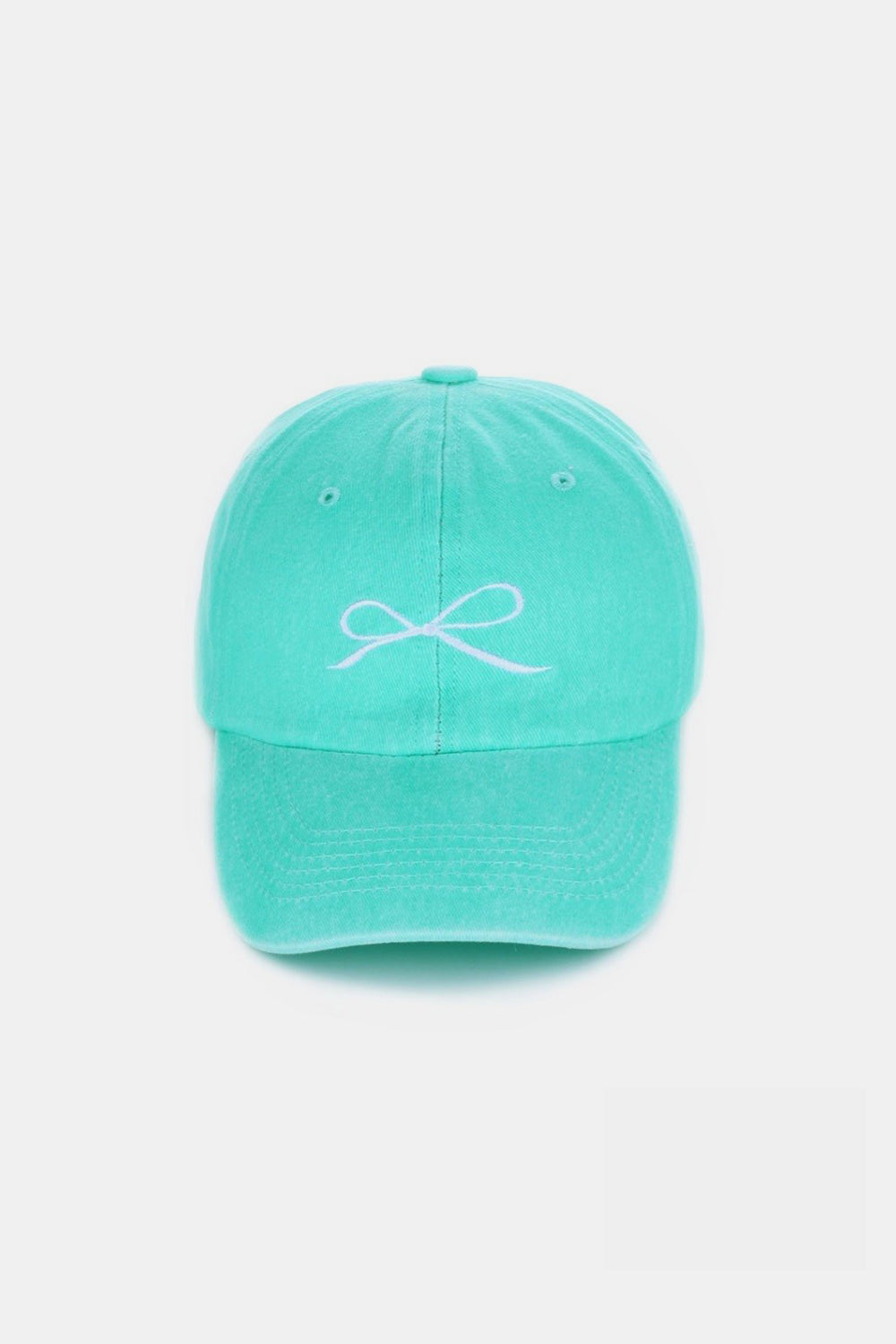 Pink Cotton Sports Hat | Bow Embroidered Washes Caps