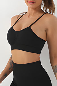 Black Adjustable Spaghetti Strap Sports Bra | Activewear/Sports Tops