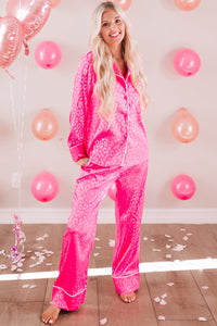 Rose 2pcs Leopard Satin Long Sleeve Pajamas Set | Loungewear & Sleepwear/Loungewear