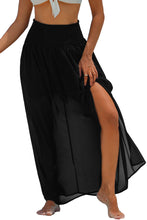 Load image into Gallery viewer, Beach Maxi Skirt | Black High Waist Chiffon Split Beach Skirt
