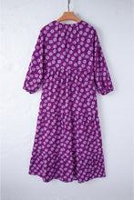 Load image into Gallery viewer, Maxi Dress | Purple Bohemian Puff Sleeve Dress
