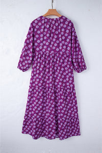 Maxi Dress | Purple Bohemian Puff Sleeve Dress