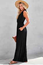 Load image into Gallery viewer, Black Deep V Pleated Crisscross Wide Leg Backless Jumpsuit | Bottoms/Jumpsuits &amp; Rompers
