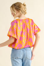 Load image into Gallery viewer, Satin Bubble Hem Top | Full Size Printed Summer Blouse
