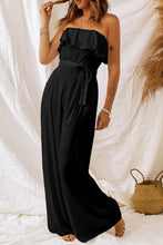 Load image into Gallery viewer, Black Ruffled Bandeau Wide Leg Jumpsuit | Bottoms/Jumpsuits &amp; Rompers
