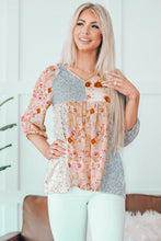 Load image into Gallery viewer, Multicolor V Neck Mixed Floral Babydoll Top | Tops/Tops &amp; Tees
