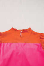 Load image into Gallery viewer, Flutter Sleeve Blouse | Orange Two Tone Ruffled Top
