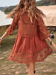 Womens Cover Up Dress | Lace Detail Plunge Cover-Up Dress | Dresses/Mini Dresses