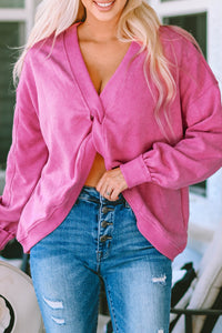 Oversized Sweatshirt | Rose Exposed Seam Twist Open Back