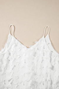 Tank Top | White Butterfly Applique Mesh Overlay