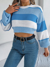 Load image into Gallery viewer, Color Block Hippie Cropped Sweater
